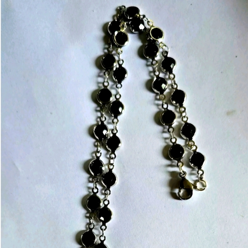 BLACK ONYX BEZEL 18"CASUAL TO DRESS TO IMPRESS LADIES ACCENT EVERYTIME NECKLACE